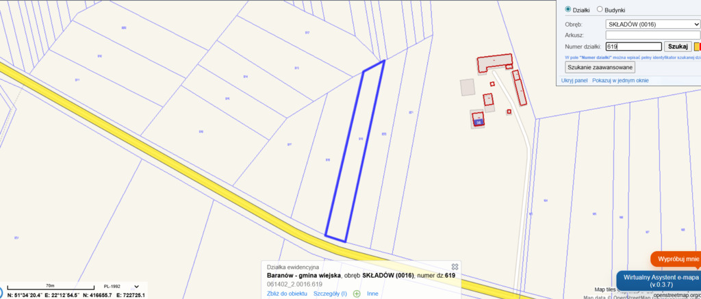 Działka rolna – wieś Składów, gm. Baranów — zdjęcie 3