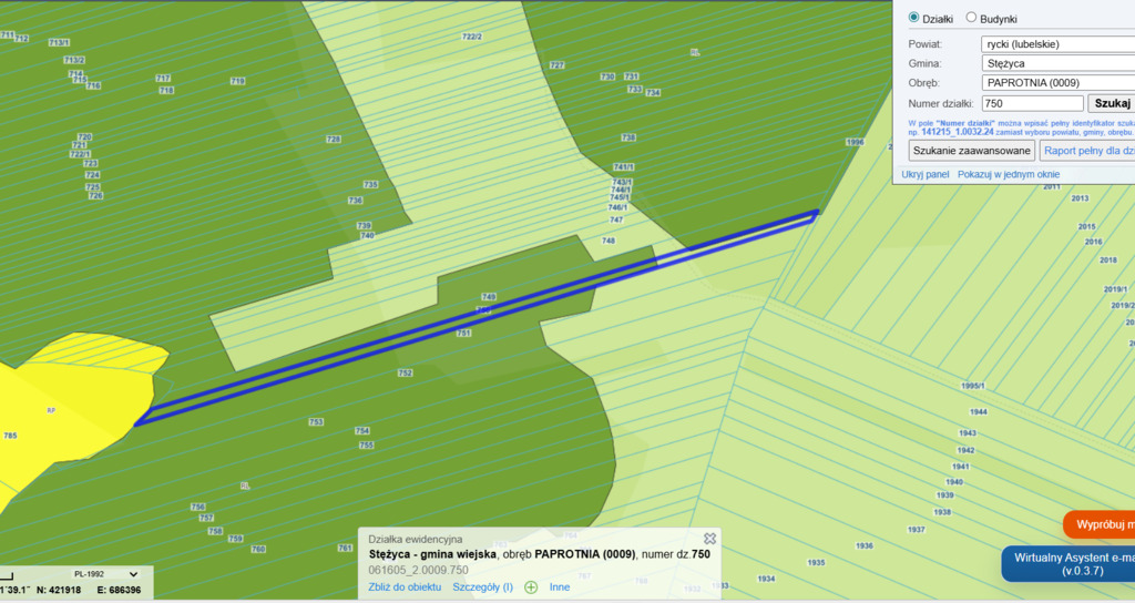 Działka leśna 6400 m²  – Paprotnia, gm. Stężyca