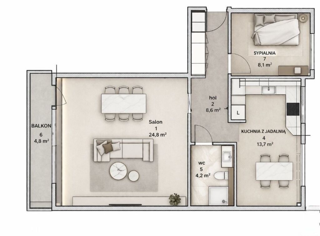 Mieszkanie gotowe do wprowadzenia 59m² po remoncie — zdjęcie 10